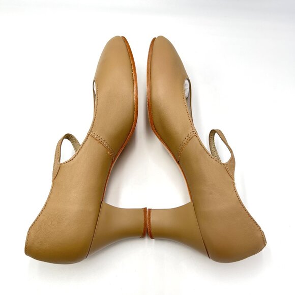 7.5W 7.5‎ WIDE WIDTH Capezio 650 Student Footlight Tan Leather Dance Heels Shoes - Picture 6 of 12